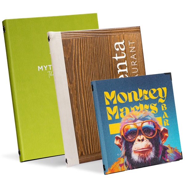 Wood,Leather,fabric menu covers & holders