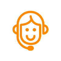 outline drawing of a happy person with a headset