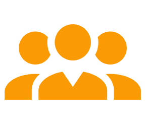 Outline drawing of three people